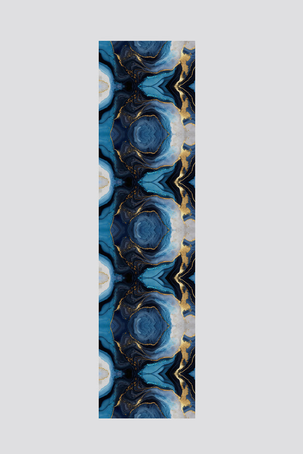 Lacivert Mavi Soyut Desenli Runner 40x140cm