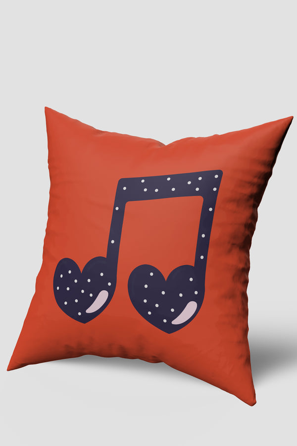 Turuncu Siyah Müzik Notası Kırlent Kılıfı