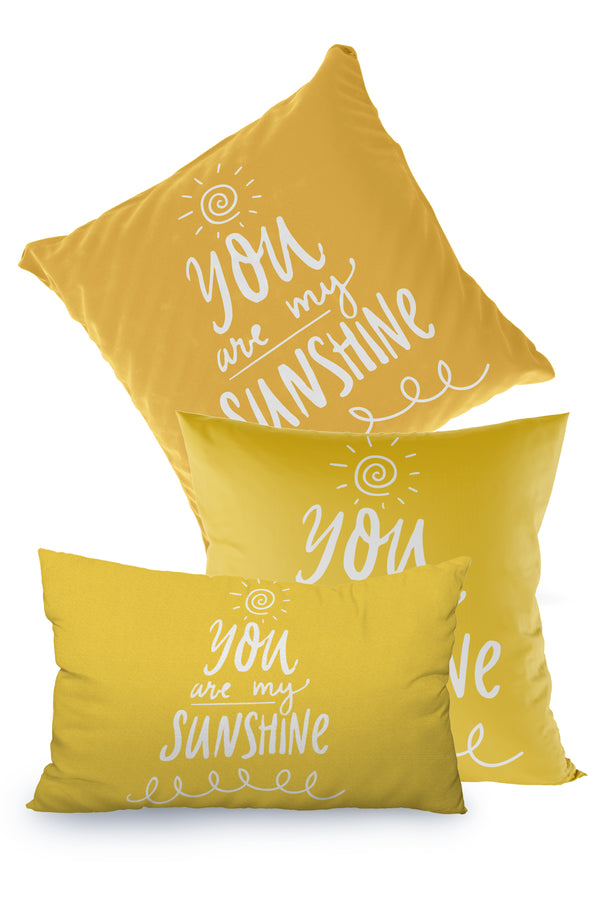 Sarı You Are My Sunshine Yazılı Kırlent Kılıfı