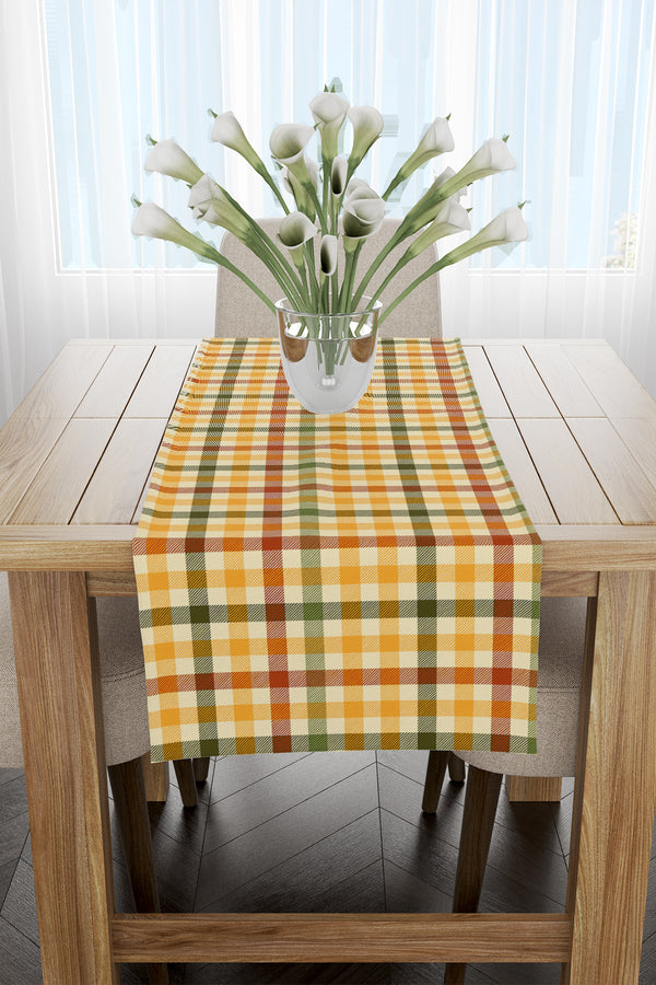Ekose Desenli Sonbahar Renkli Runner 40x140