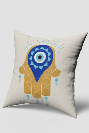 Nazar Boncuğu Hamsa Eli Desenli Kırlent Kılıfı