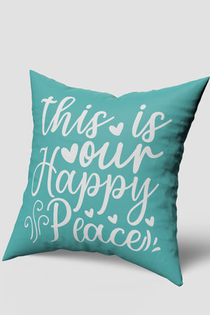 Mavi This İs Our Happy Place Yazılı Kırlent Kılıfı