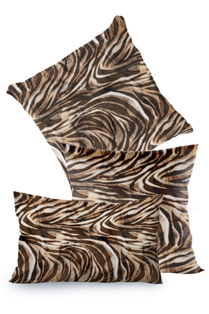 Kahverengi Zebra Desenli Kırlent Kılıfı