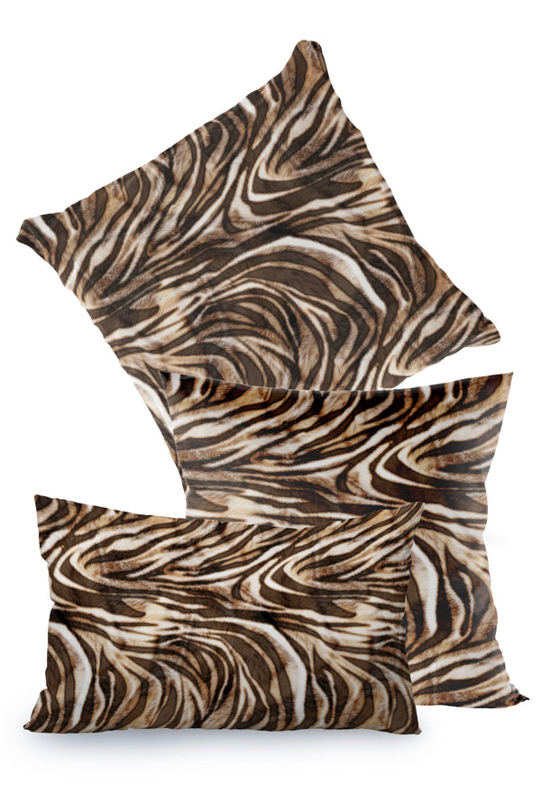 Kahverengi Zebra Desenli Kırlent Kılıfı
