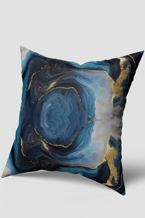 Blue Tropical Peacock Patterned 4-Piece Cushion Cover and Runner Set