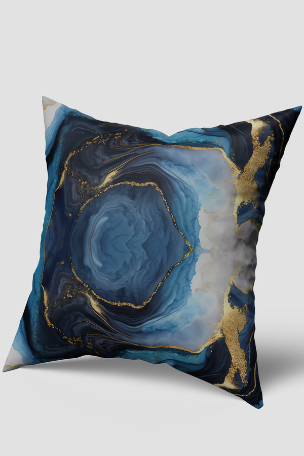 Blue Tropical Peacock Patterned 4-Piece Cushion Cover and Runner Set