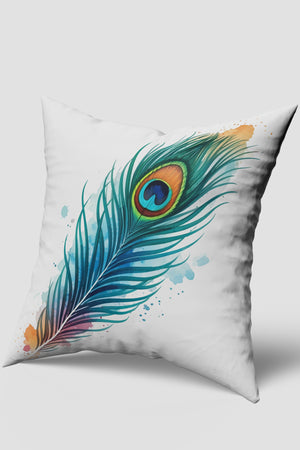 Blue Tropical Peacock Patterned 4-Piece Cushion Cover and Runner Set