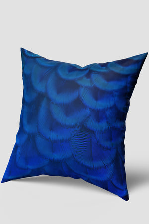 Blue Tropical Peacock Patterned 4-Piece Cushion Cover and Runner Set
