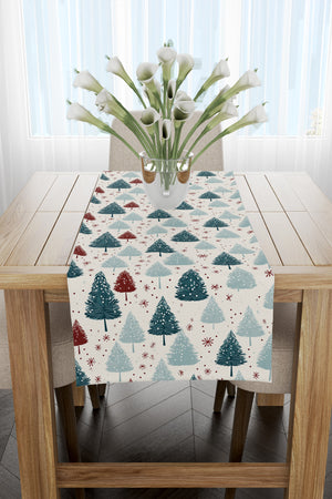 Yeşil Kırmızı Çam Ağacı Desenli Yılbaşı Runner 40x140