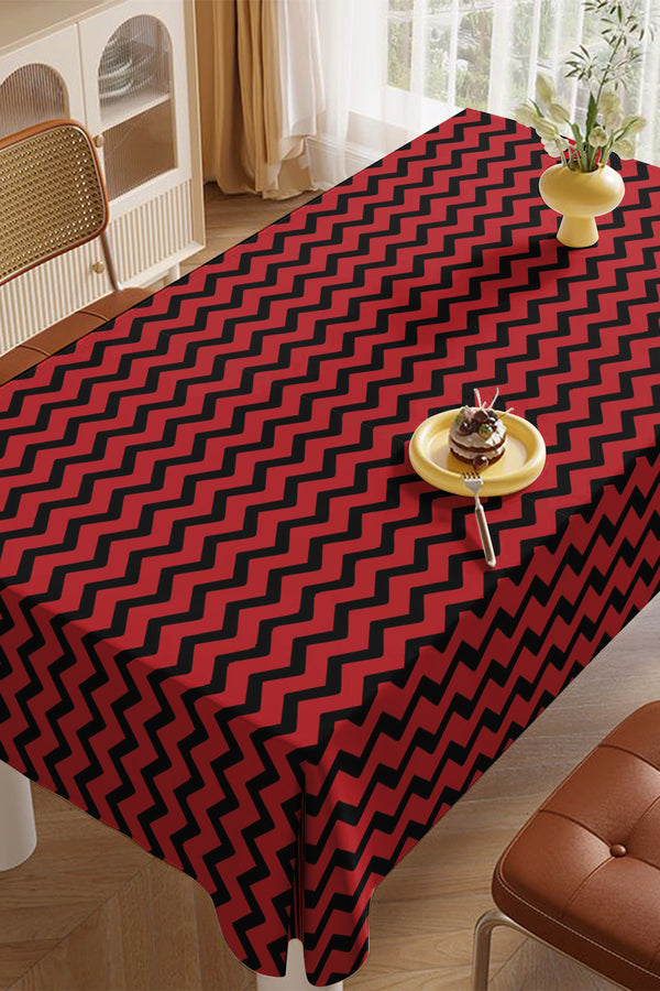 Kırmızı Siyah Zigzag Desenli Masa Örtüsü