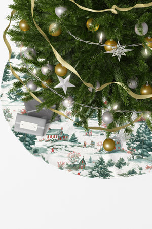 Beyaz Kış Manzaralı Yılbaşı Çam Ağacı Örtüsü