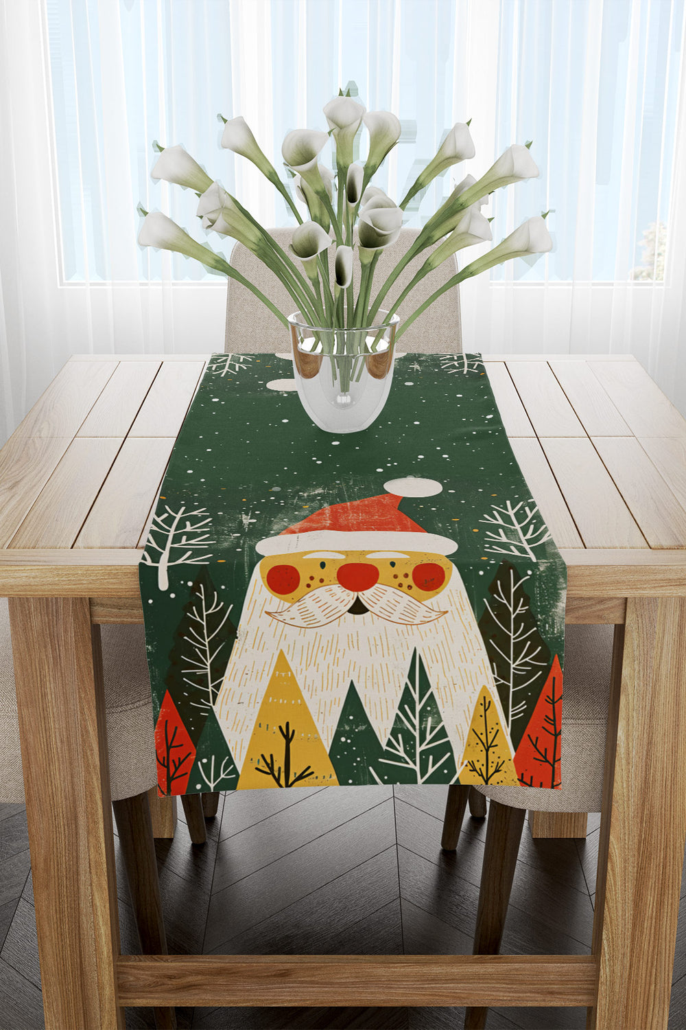 Yeşil Noel Temalı Yılbaşı Runner 40x140