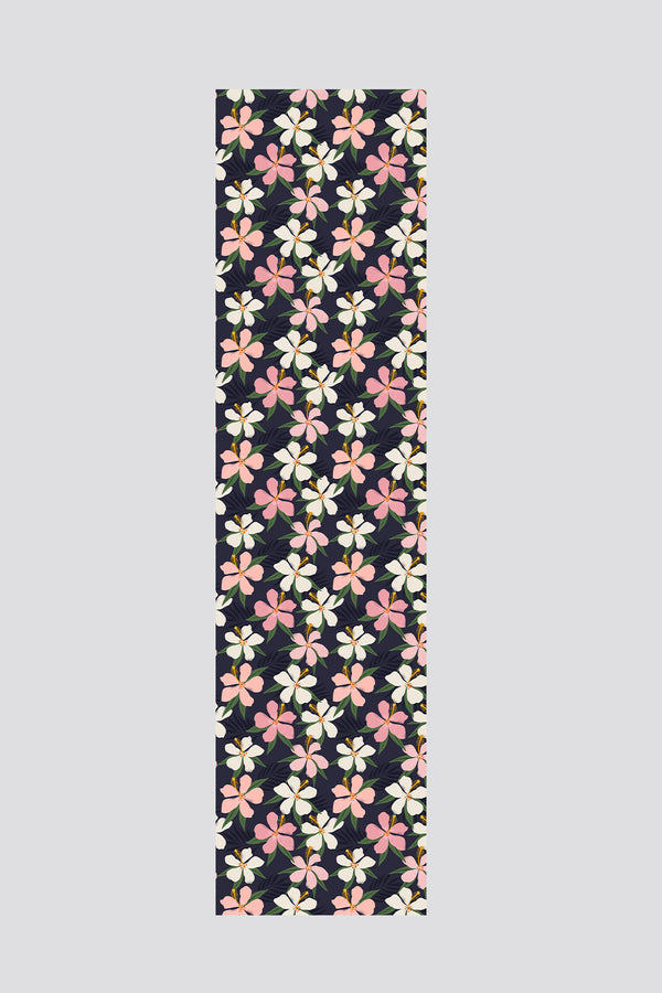 Pembe Beyaz Hibiskus Çiçek Desenli Runner 40x140
