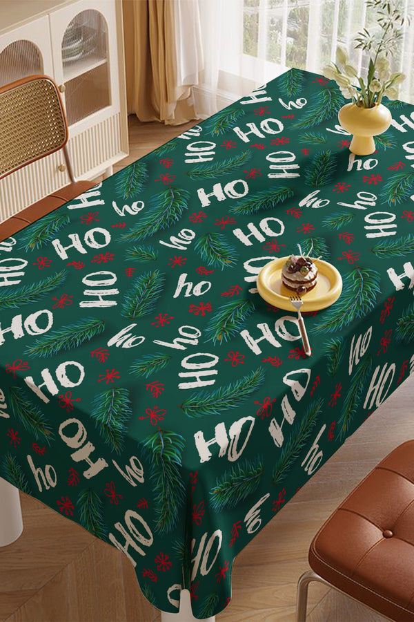 Yeşil Ho Ho Yazılı Yılbaşı Masa Örtüsü