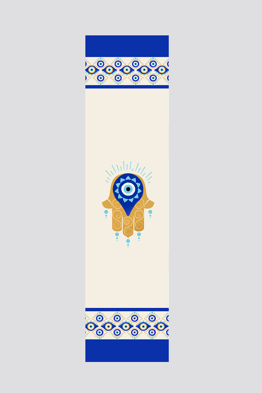 Krem Nazar Boncuğu Desenli Runner 40x140