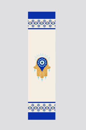 Krem Nazar Boncuğu Desenli Runner 40x140