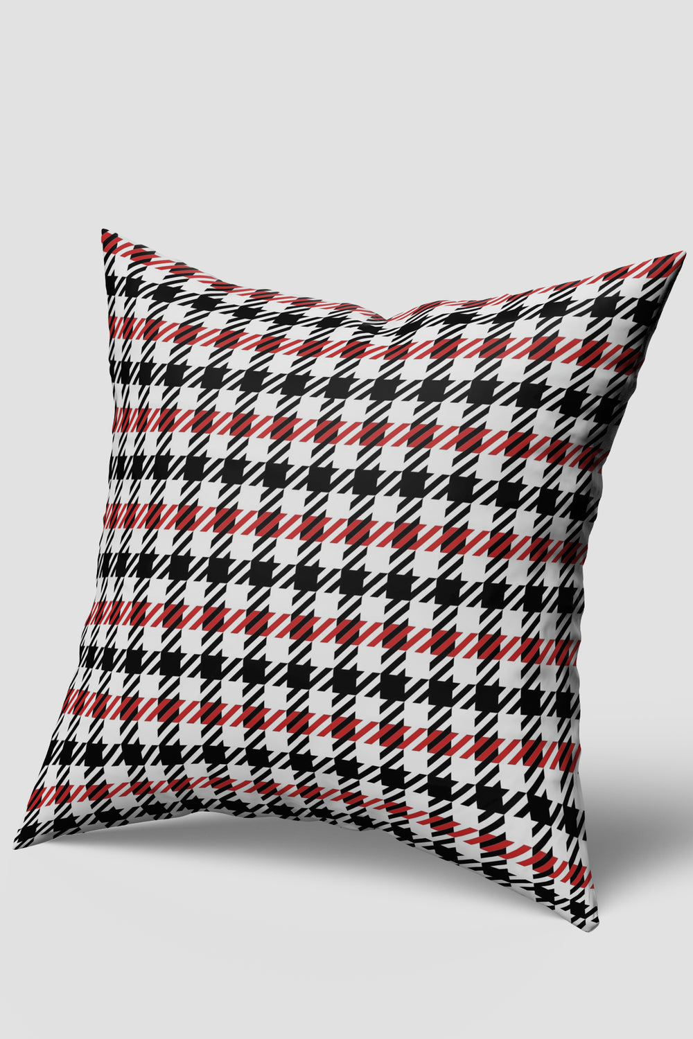 Beyaz Houndstooth Desen Yılbaşı Kırlent Kılıfı