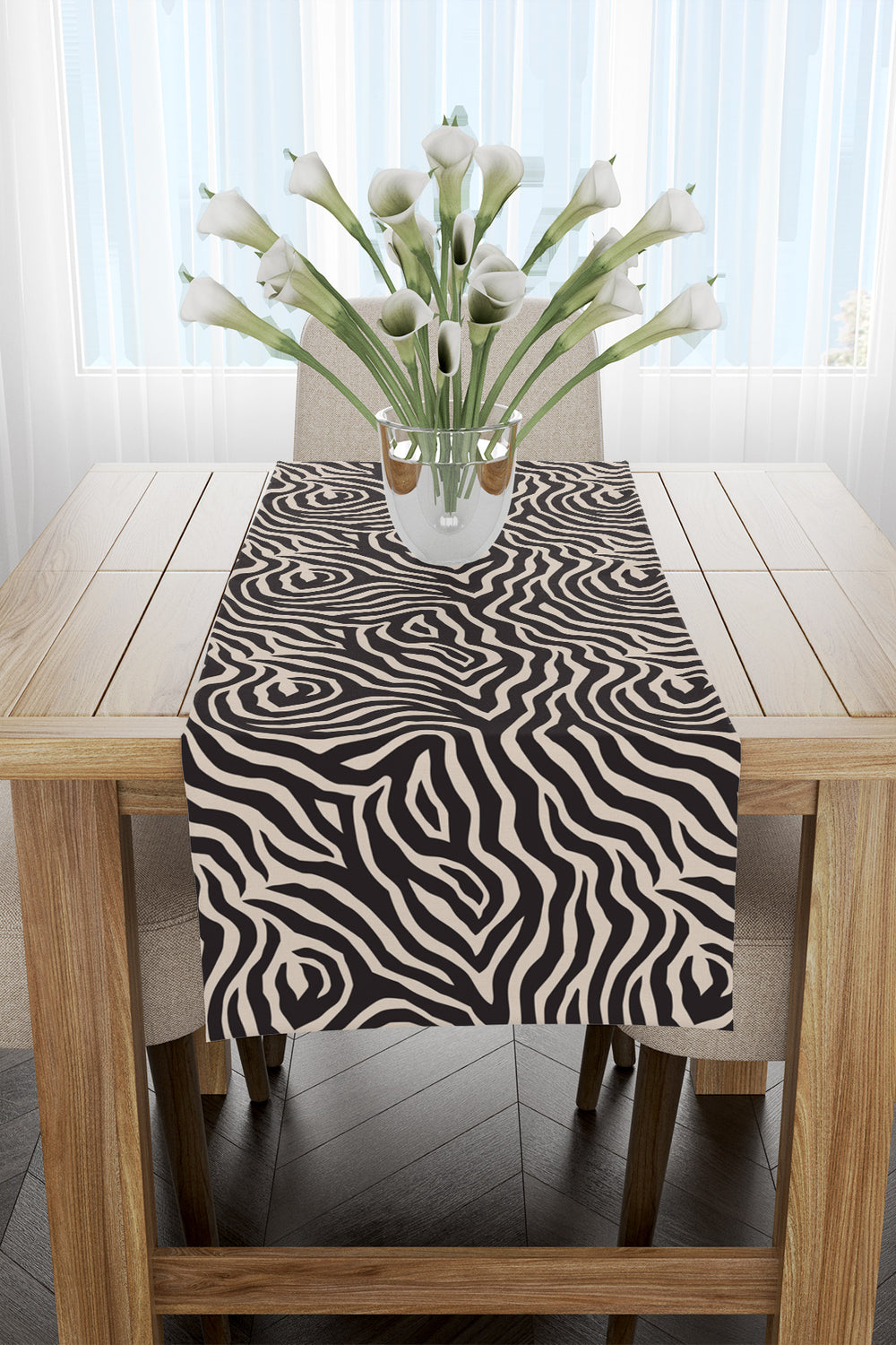Krem Siyah Zebra Çizgili Runner 40x140