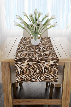 Kahverengi Zebra Desenli Runner 40x140