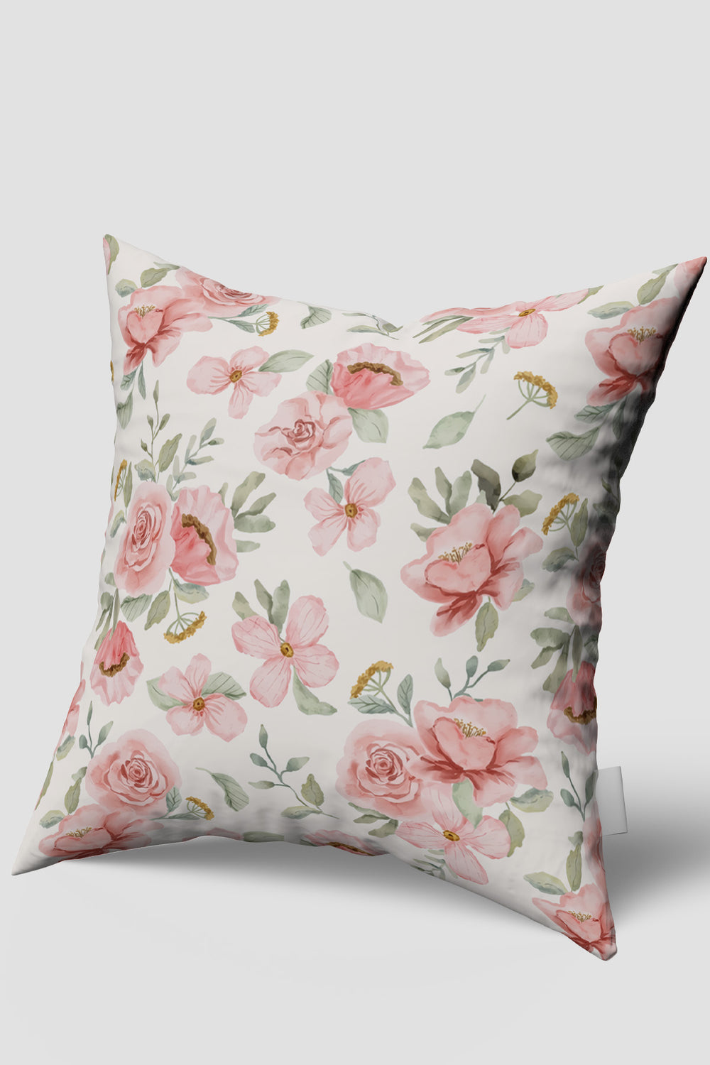 Pembe Çiçek Desenli Modern Kırlent Kılıfı