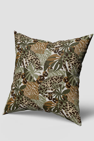 Kahverengi Leopar Zebra Desenli Kırlent Kılıfı