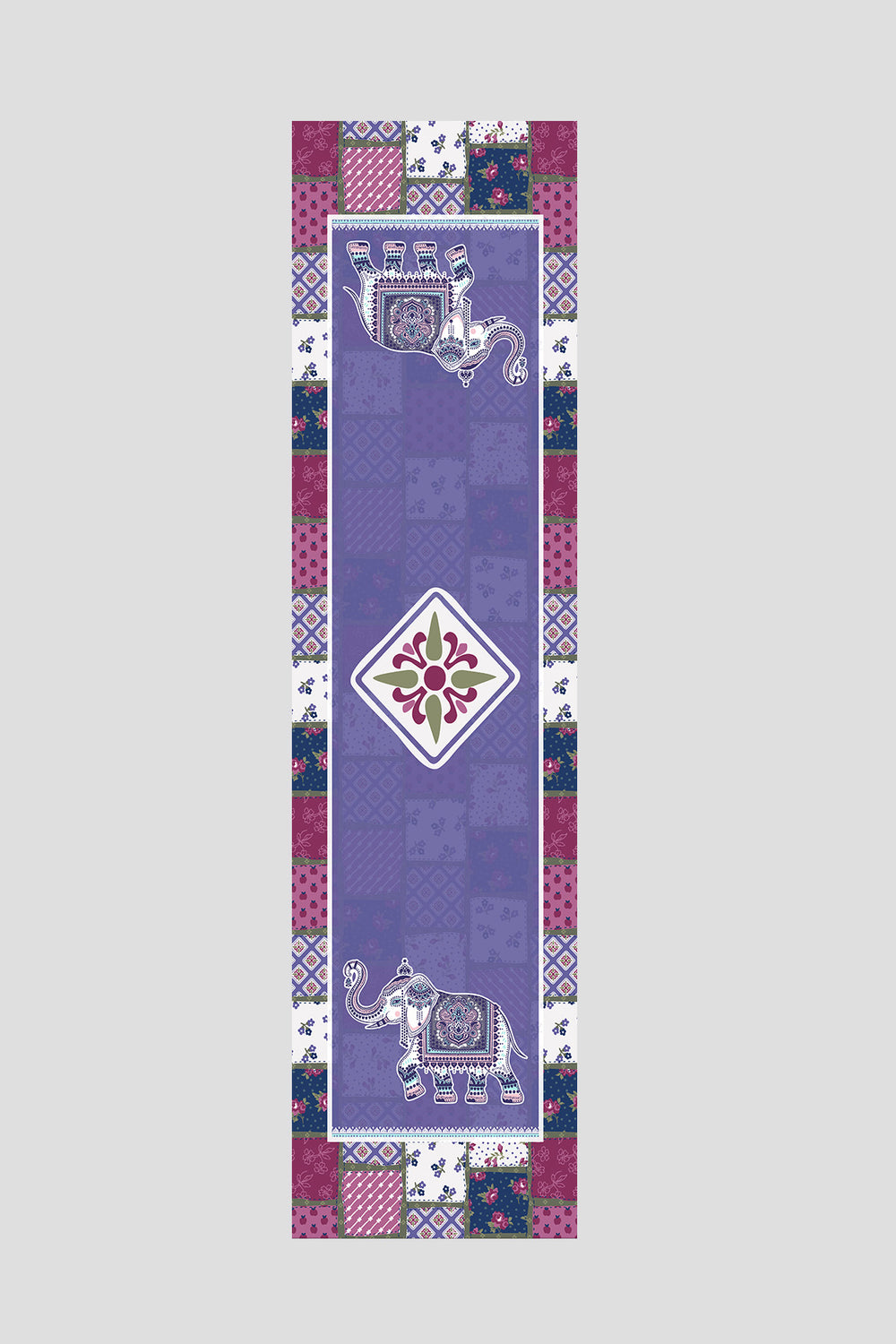 Mor Etnik Fil Figürlü Runner 40x220