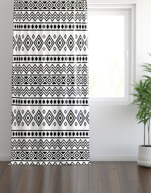 Siyah Beyaz Modern Geometrik İskandinav Fon Perde