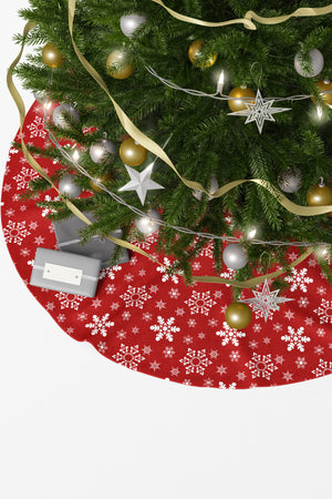 Kırmızı Beyaz Kar Taneleri Yılbaşı Çam Ağacı Örtüsü