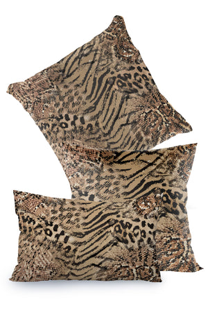 Kahverengi Leopar Kaplan Desenli Kırlent Kılıfı