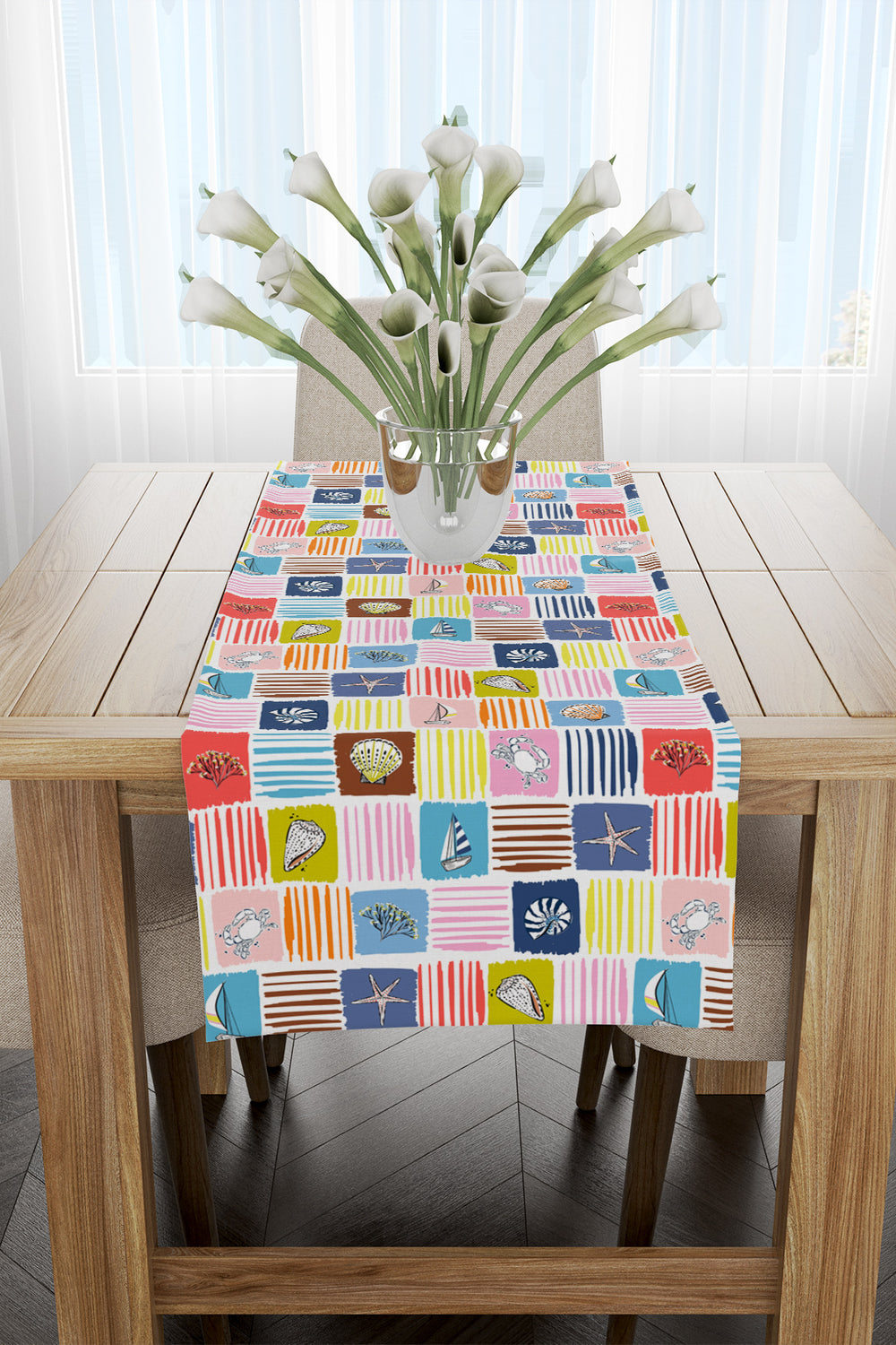 Çok Renkli Marin Desenli Runner 40x220