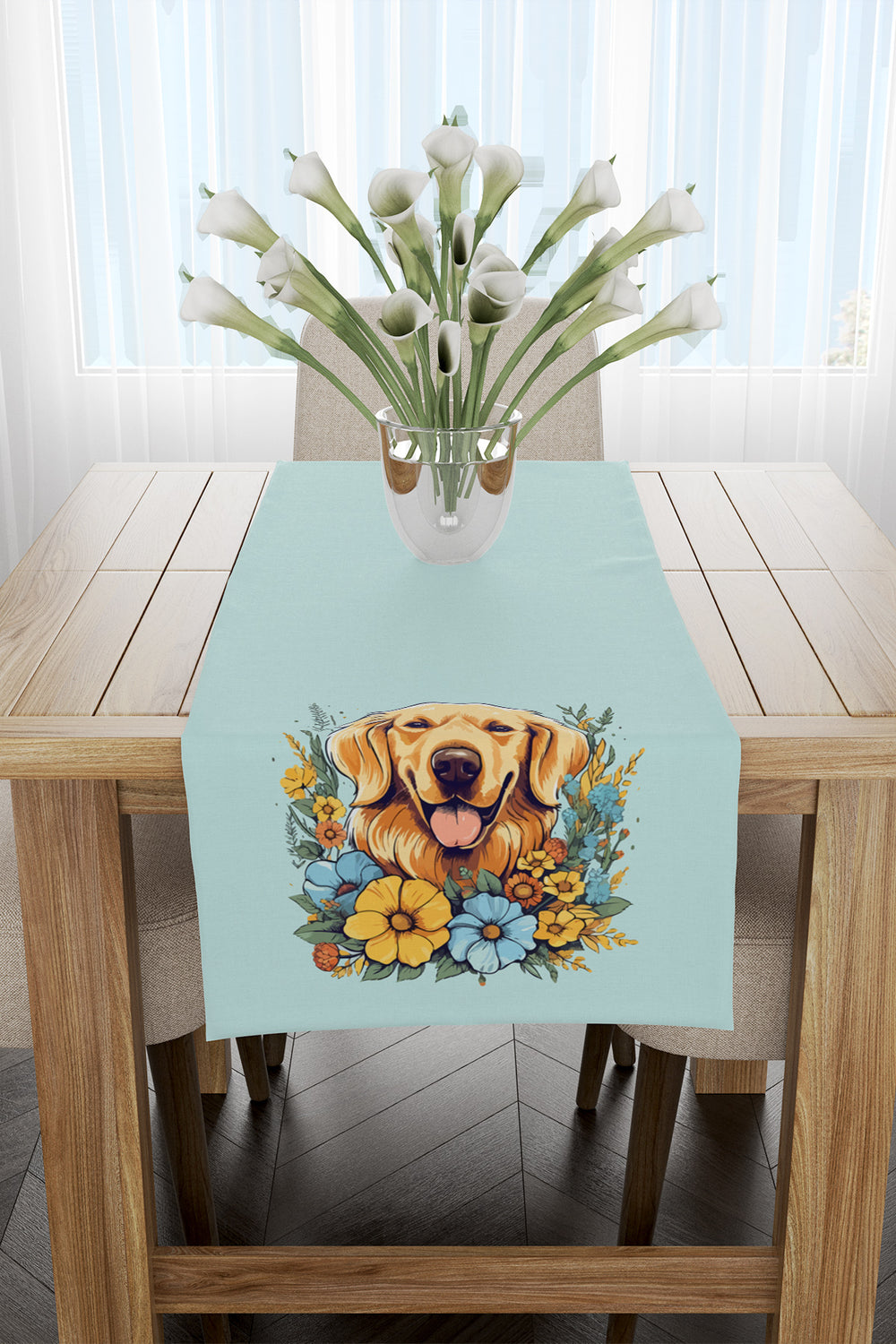 Yeşil Sevimli Köpek Desenli Runner 40x140