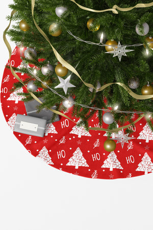 Noel Temalı Çam Ağacı Ve Ho Ho Yazılı Yılbaşı Çam Ağacı Örtüsü