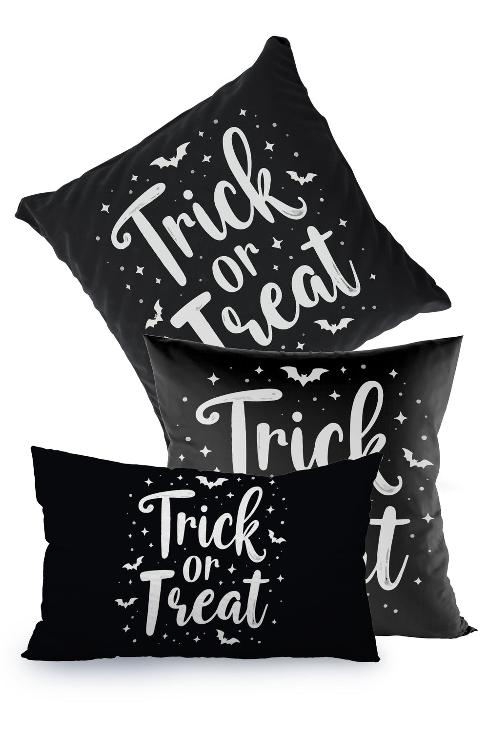 Siyah Trick or Treat Yazılı Halloween Temalı Cadılar Bayramı Kırlent Kılıfı