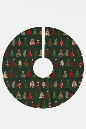 Koyu Yeşil Kırmızı Çam Ağacı Desenli Yılbaşı Çam Ağacı Örtüsü