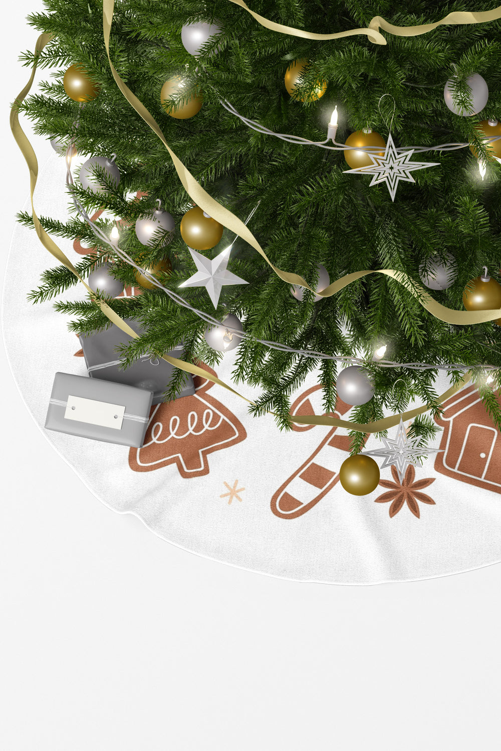 Beyaz Yılbaşı Figürleri Çam Ağacı Örtüsü