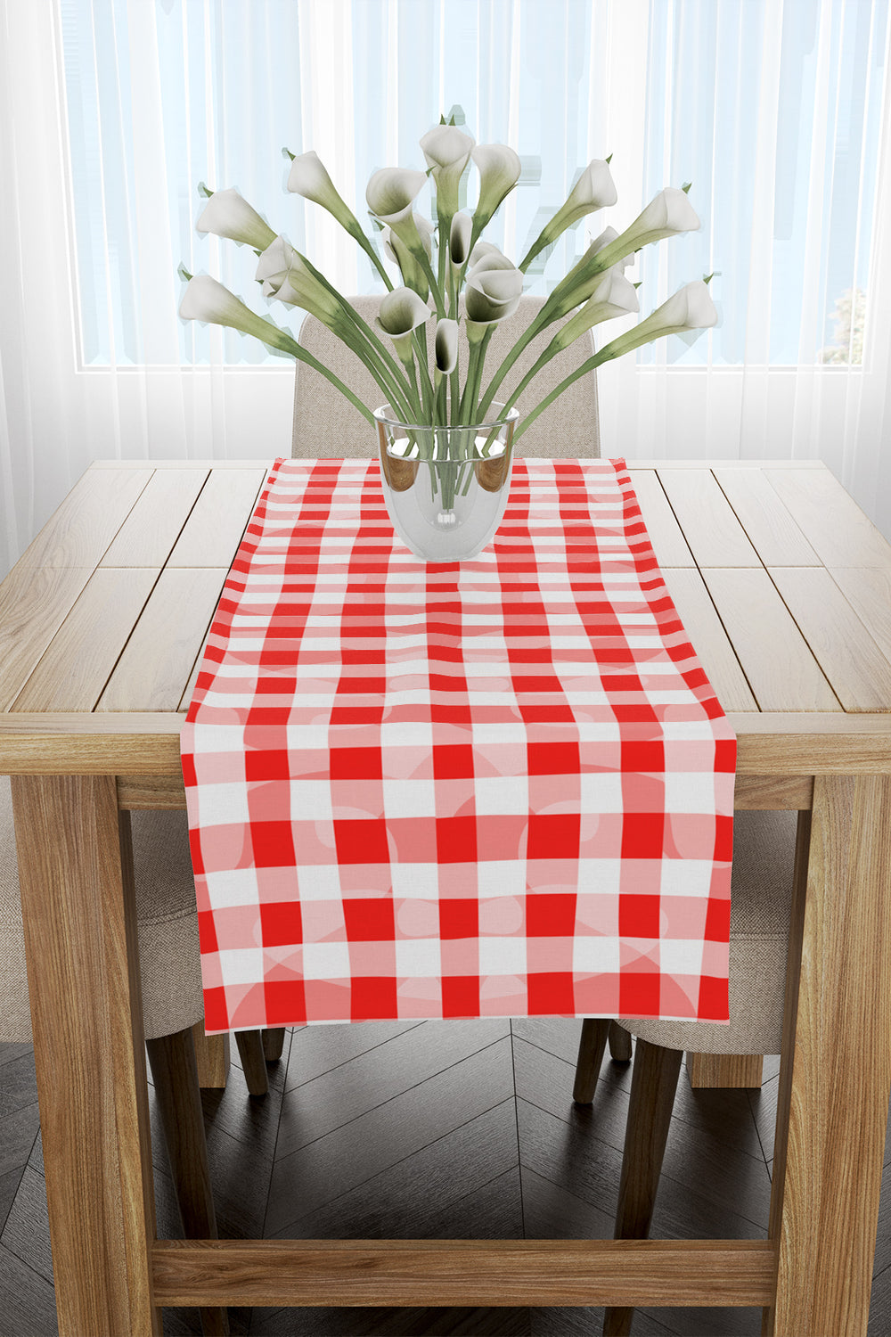 Kırmızı Beyaz Kareli Runner 40x220