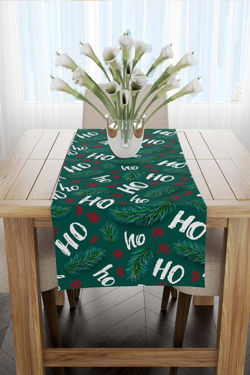 Yeşil Ho Ho Yazılı Yılbaşı Runner 40x140