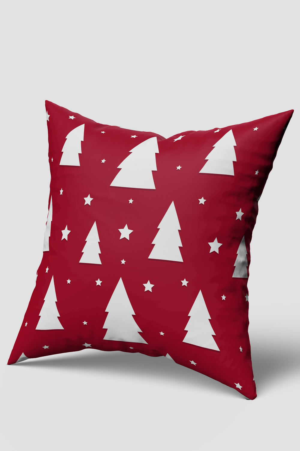 Kırmızı Beyaz Çam Ağacı Desenli Yılbaşı Kırlent Kılıfı