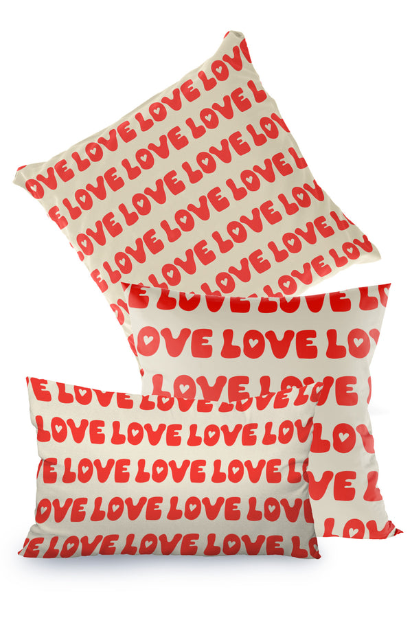Red Love Written Cushion Cover