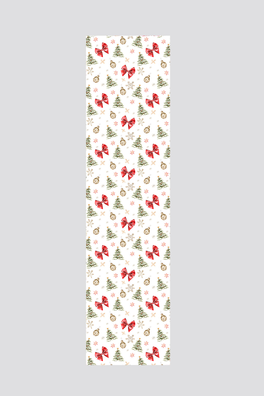 Kırmızı Fiyonk ve Çam Ağacı Desenli Yılbaşı Runner 40x140