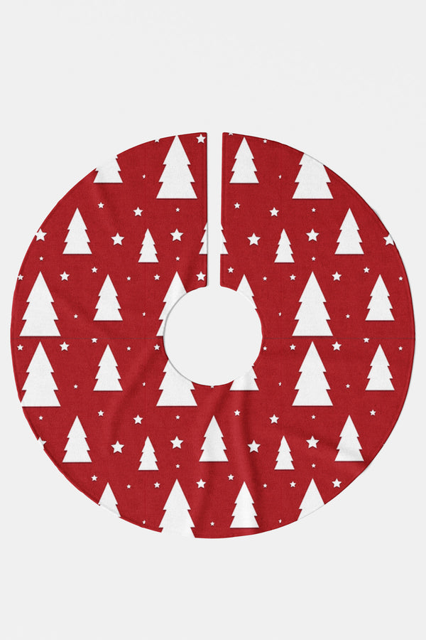 Kırmızı Beyaz Çam Ağacı Desenli Yılbaşı Çam Ağacı Örtüsü