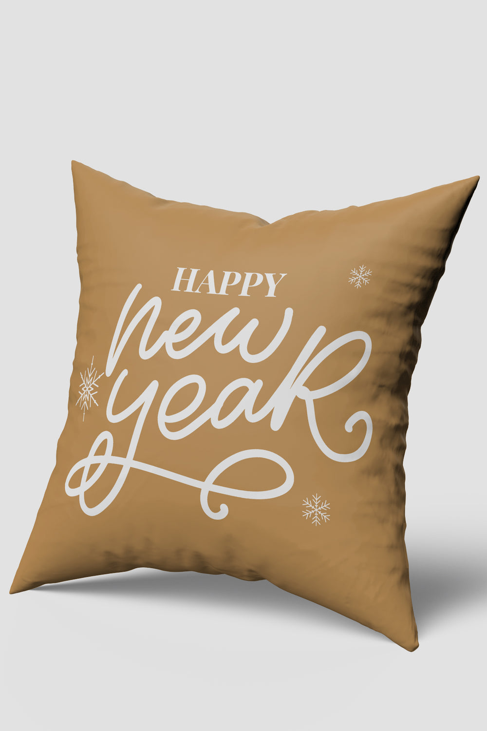 Sarı Happy New Year Yazılı Yılbaşı Kırlent Kılıfı