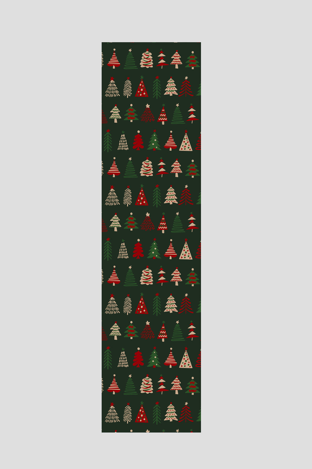 Koyu Yeşil Kırmızı Çam Ağacı Desenli Yılbaşı Runner 40x140