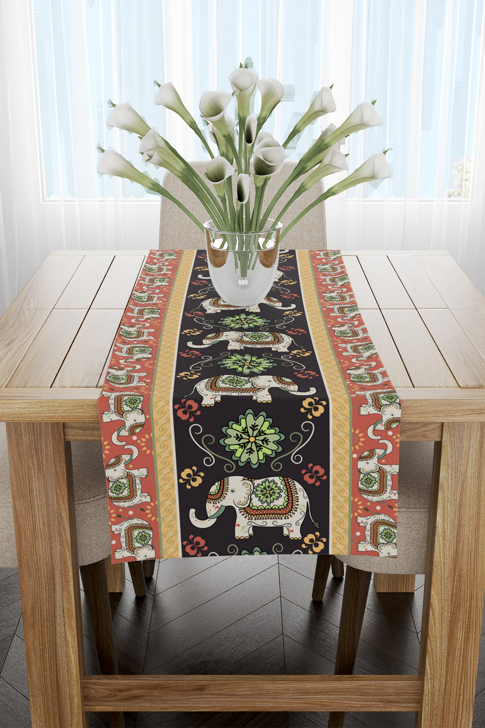 Etnik Fil Desenli Runner 40x140