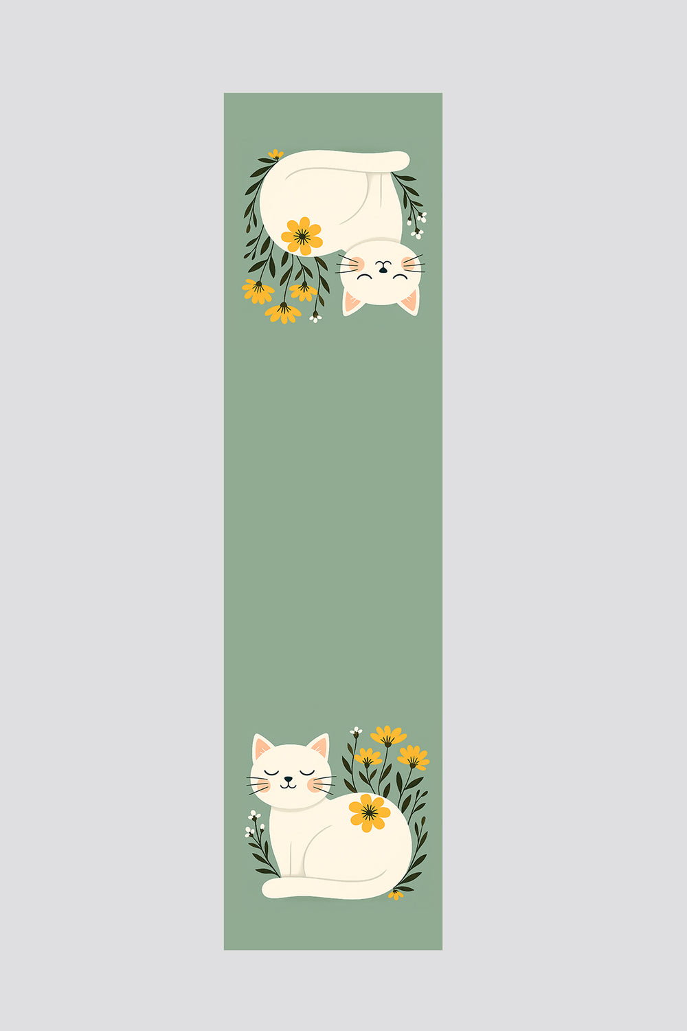 Yeşil Beyaz Kedi Desenli Runner 40x140