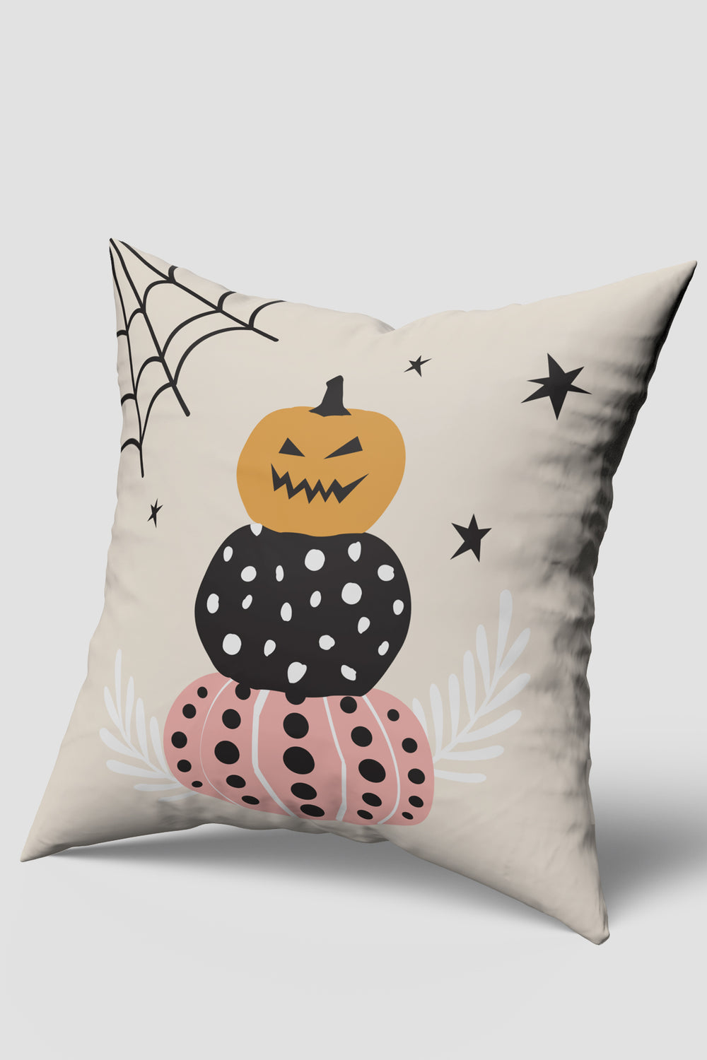 Krem Balkabağı Kulesi Halloween Temalı Cadılar Bayramı Kırlent Kılıfı