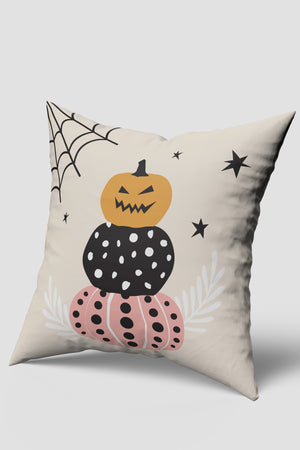 Krem Balkabağı Kulesi Halloween Temalı Cadılar Bayramı Kırlent Kılıfı