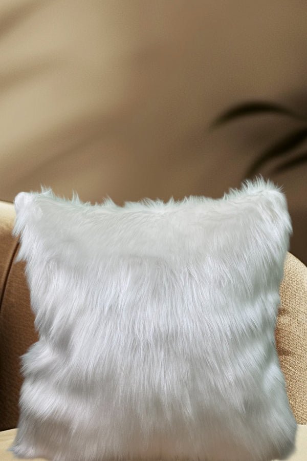 Peluş Kırlent Kılıfı - Beyaz