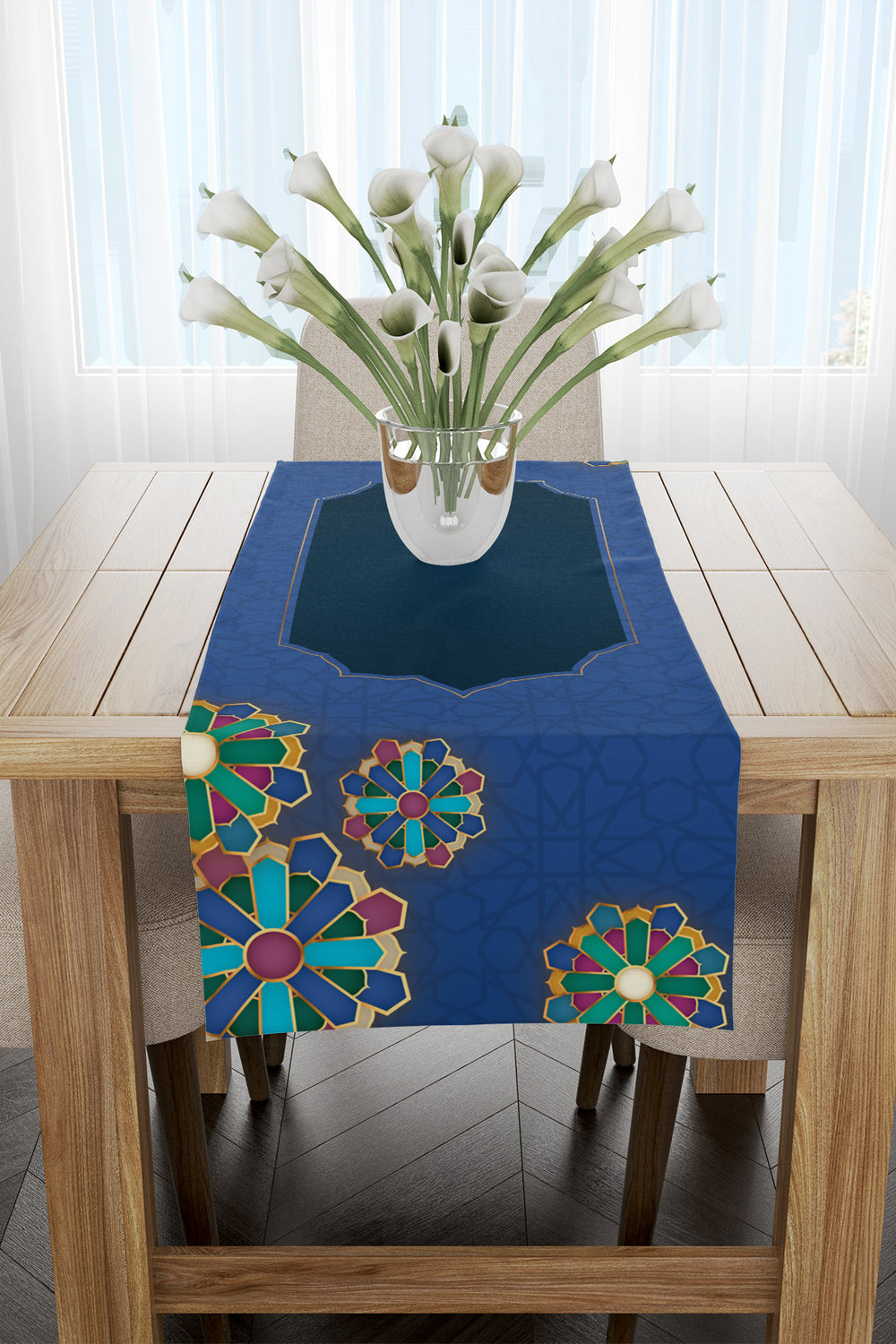 Lacivert Modern Ramazan Temalı Runner 40X220