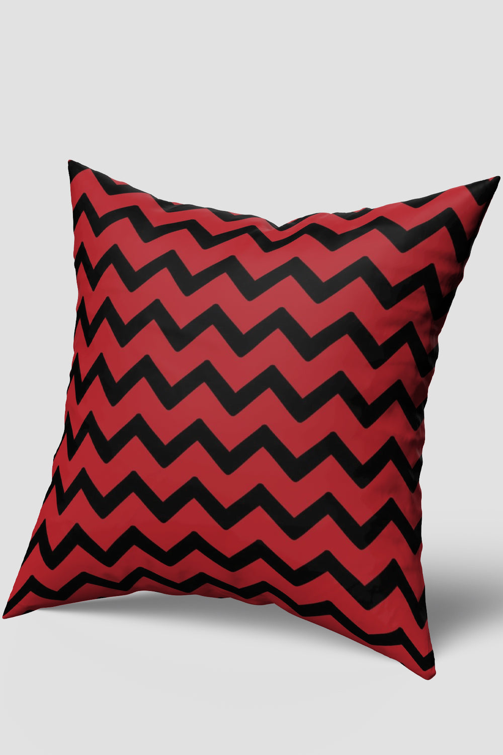 Kırmızı Siyah Zigzag Desenli Kırlent Kılıfı